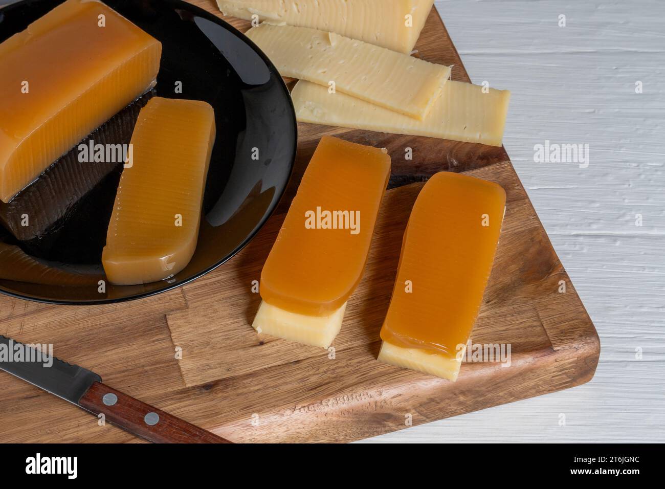 Sweet potato candy and cheese, it is a traditional dessert in Argentine gastronomy called 'vigilante' Stock Photo