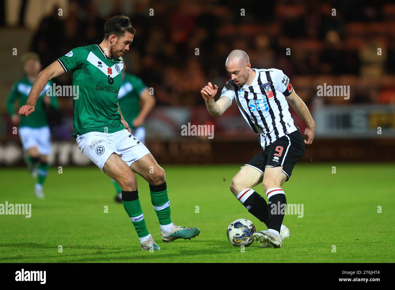 East End Park, Dunfermline, UK. 10th Nov, 2023. Scottish Championship Football, Dunfermline Athletic versus Dundee United; Craig Wighton of Dunfermline Athletic takes on Declan Gallagher of Dundee United Credit: Action Plus Sports/Alamy Live News Stock Photo