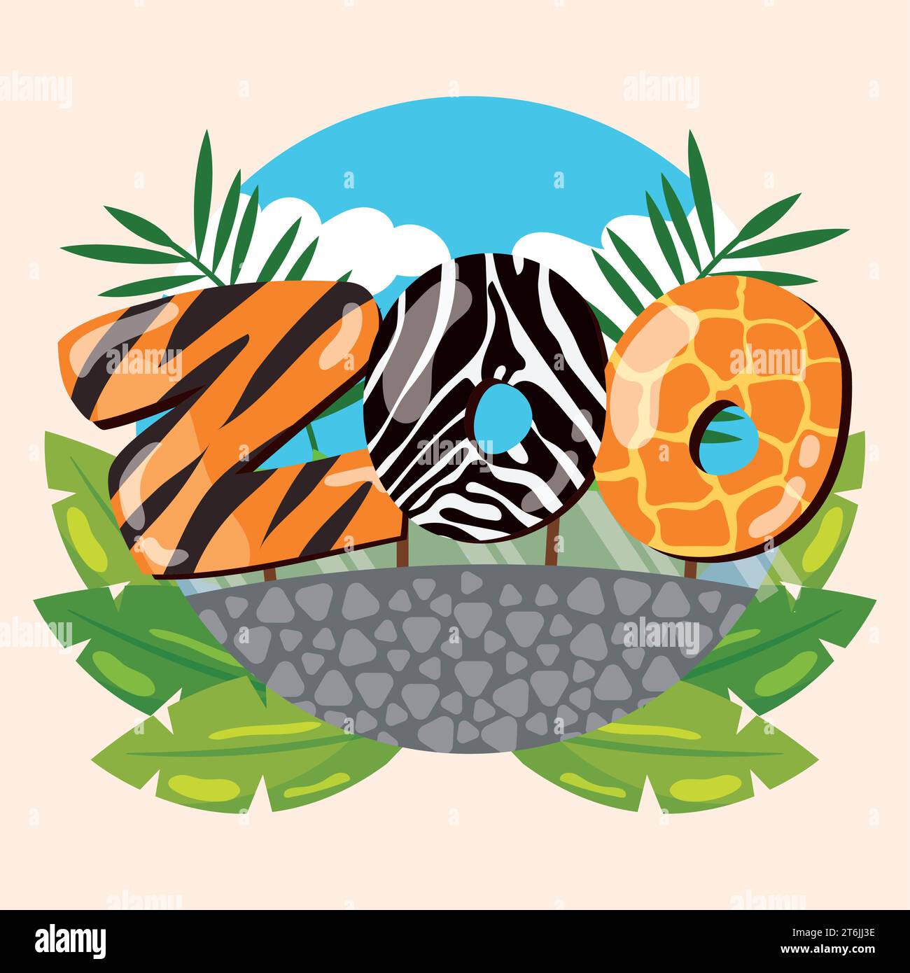 Colored zoo lettering Zebra pattern Vector Stock Vector Image & Art - Alamy