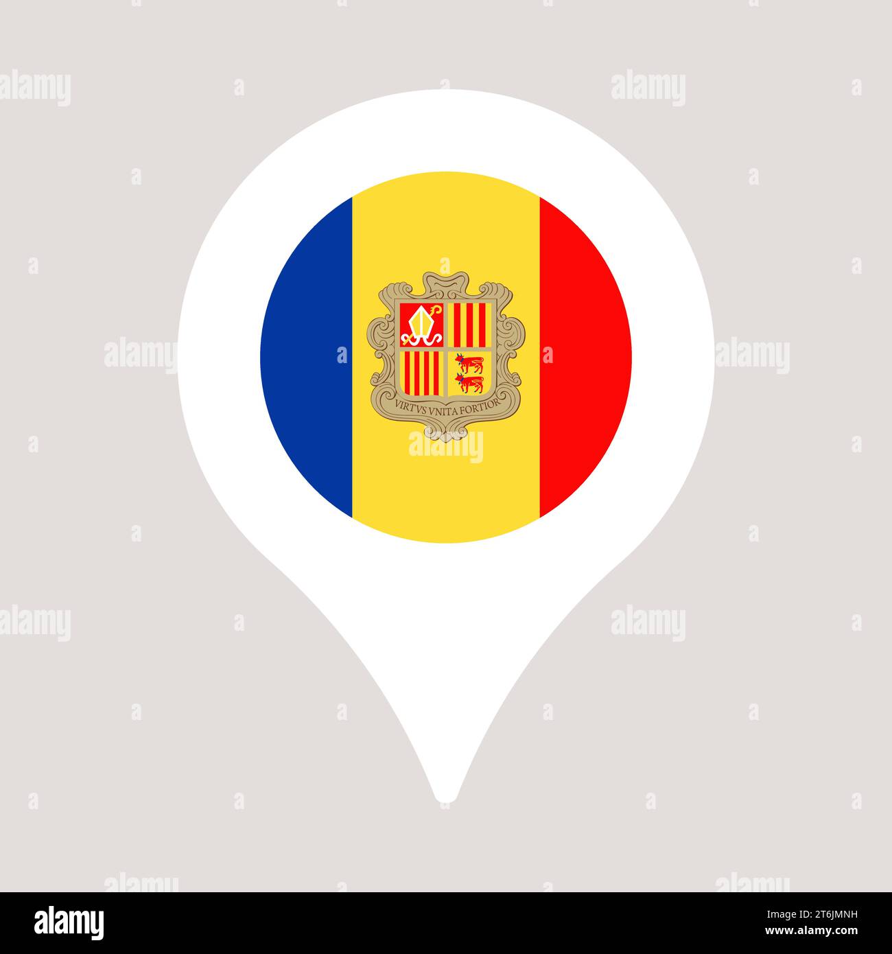 andorra pin location flag. vector illustration national flag isolated on light background. Stock Vector