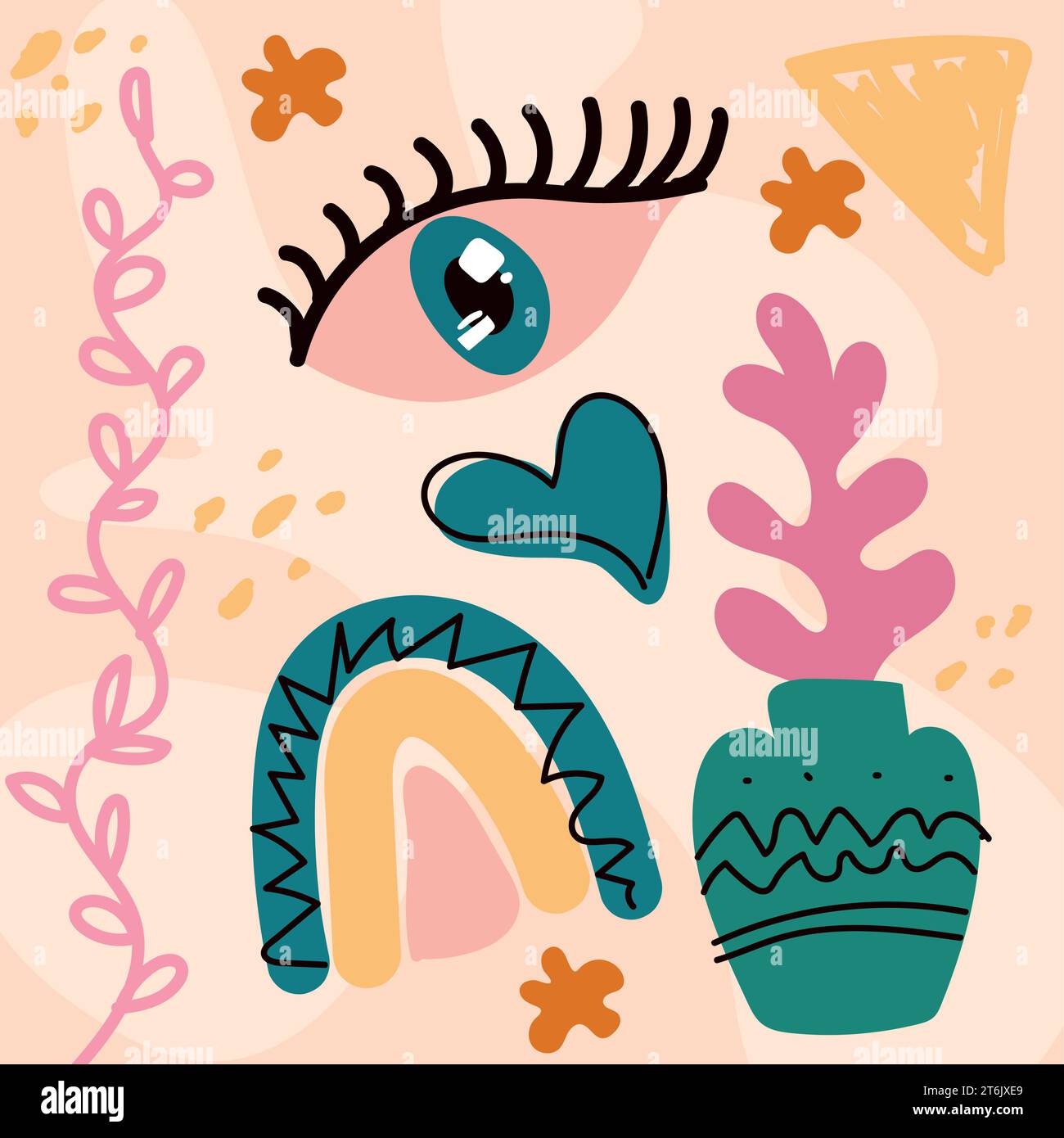Hand drawn illustration background with abstract shapes Vector ...