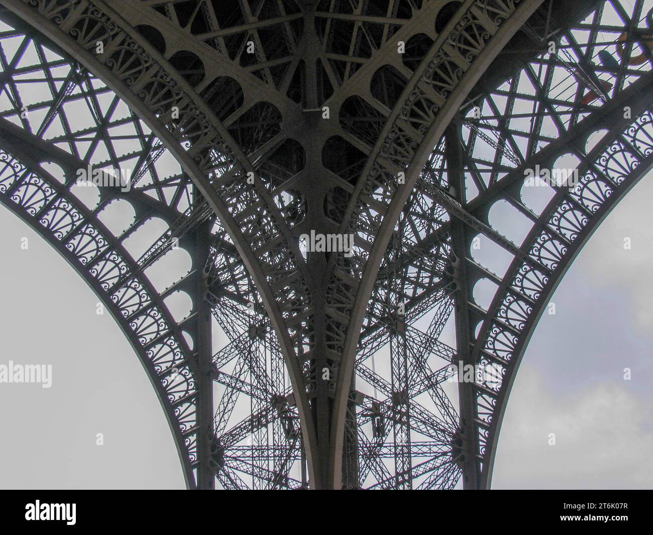 The Eiffel Tower on a gray day in Paris, France. Stock Photo