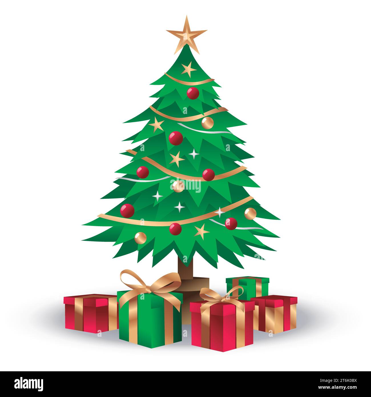 Christmas tree with gifts on a white background. vector illustrator Stock Vector