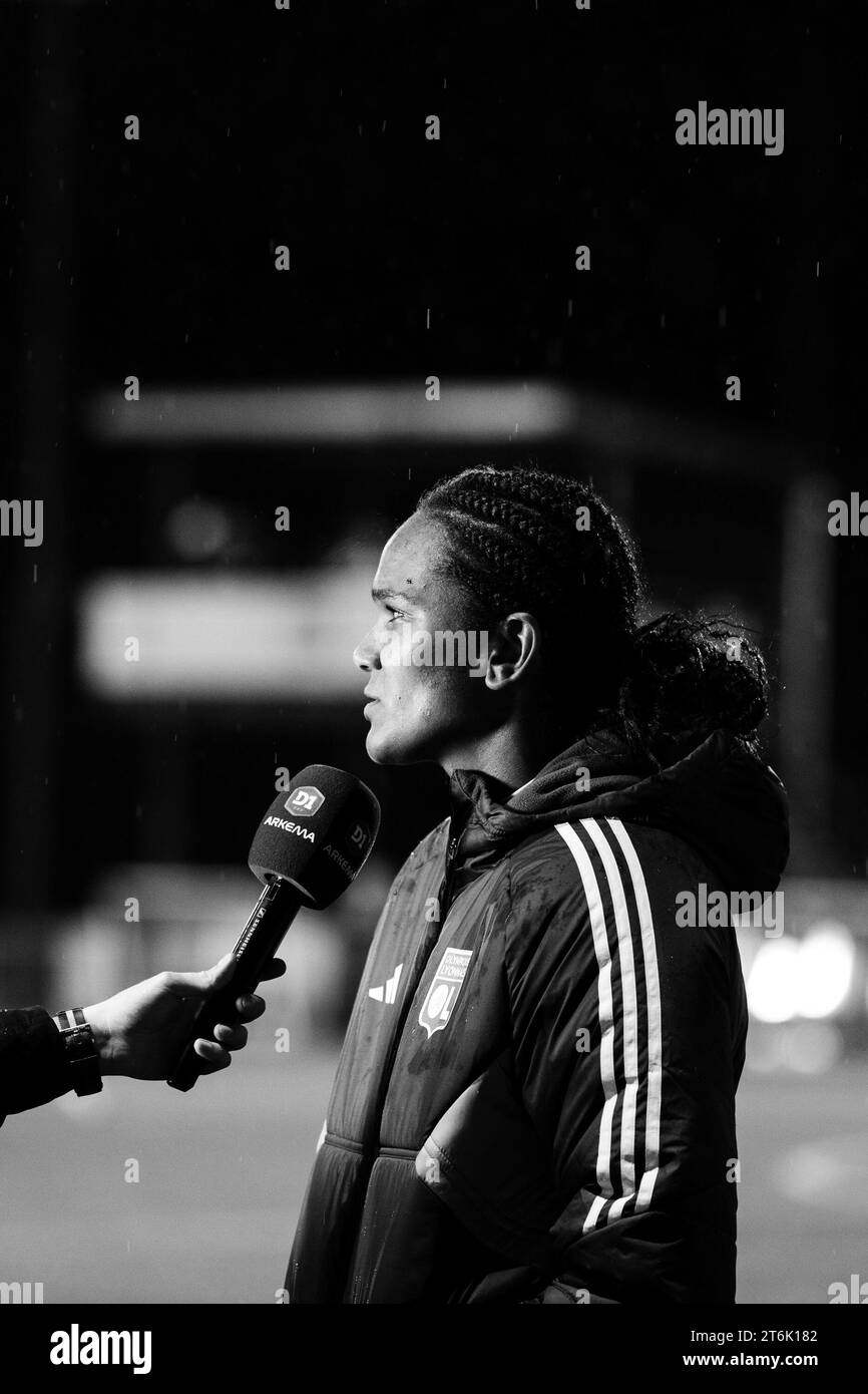 Lyon, France. 10th Nov, 2023. Wendie Renard (3) from OL in interview during D1 Arkema game between Olympique Lyonnais and Montpellier at Groupama OL Training Center in Décines-Charpieu, France. (Pauline FIGUET - SPP) Credit: SPP Sport Press Photo. /Alamy Live News Stock Photo