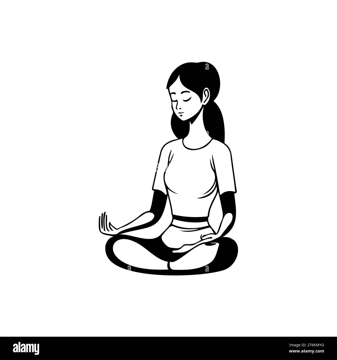 Yoga Icon hand draw black colour international yoga day logo vector ...