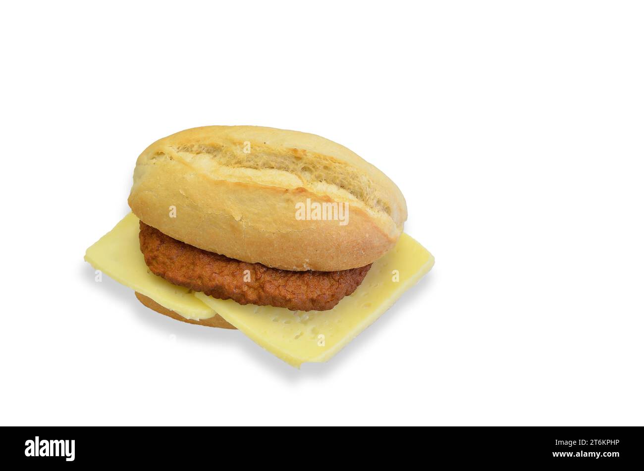 Cheeseburger, close up, isolated on white background Stock Photo
