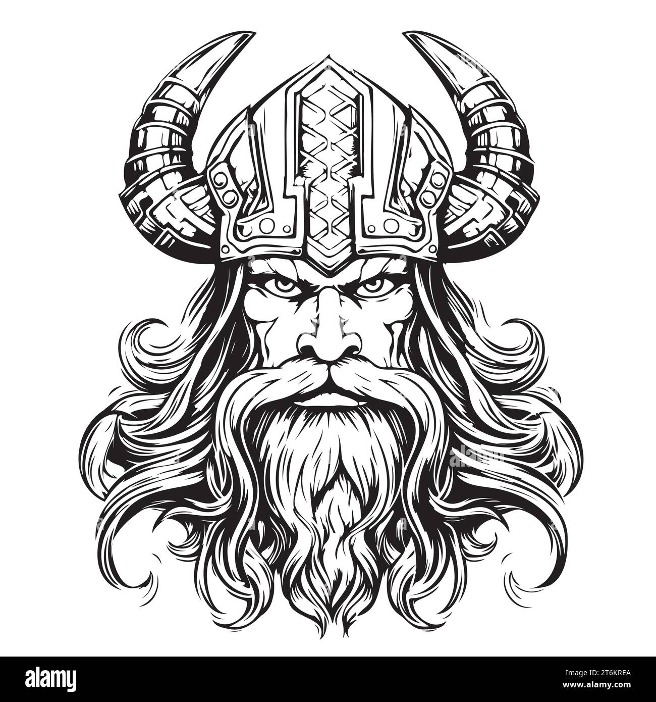 Warrior Face, Viking Head, Viking Face, Viking horn helmet warrior, Vector, Warrior face Silhouette Stock Vector