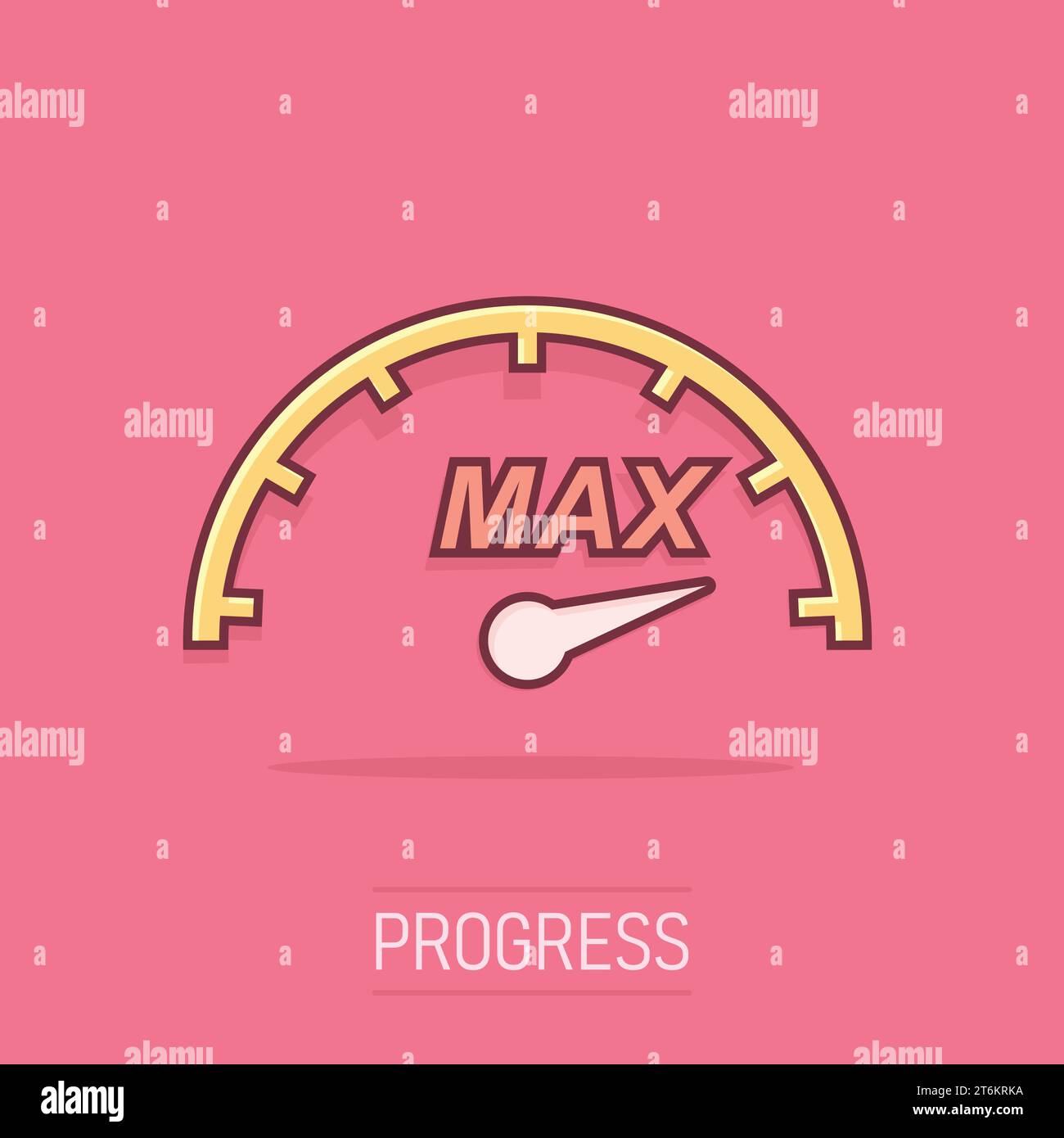 Cartoon max speed icon in comic style. Speedometer sign illustration
