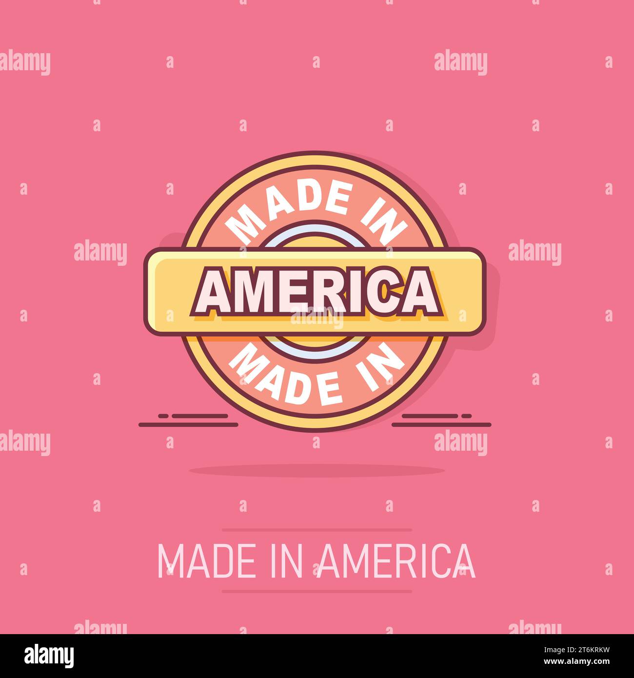 Cartoon made in America icon in comic style. Manufactured illustration