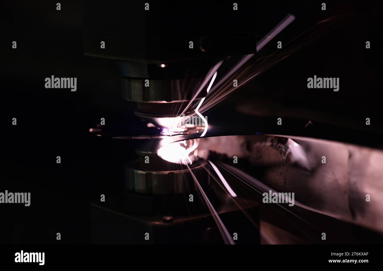 Laser cutting machine for CNC metal processing closeup Stock Photo