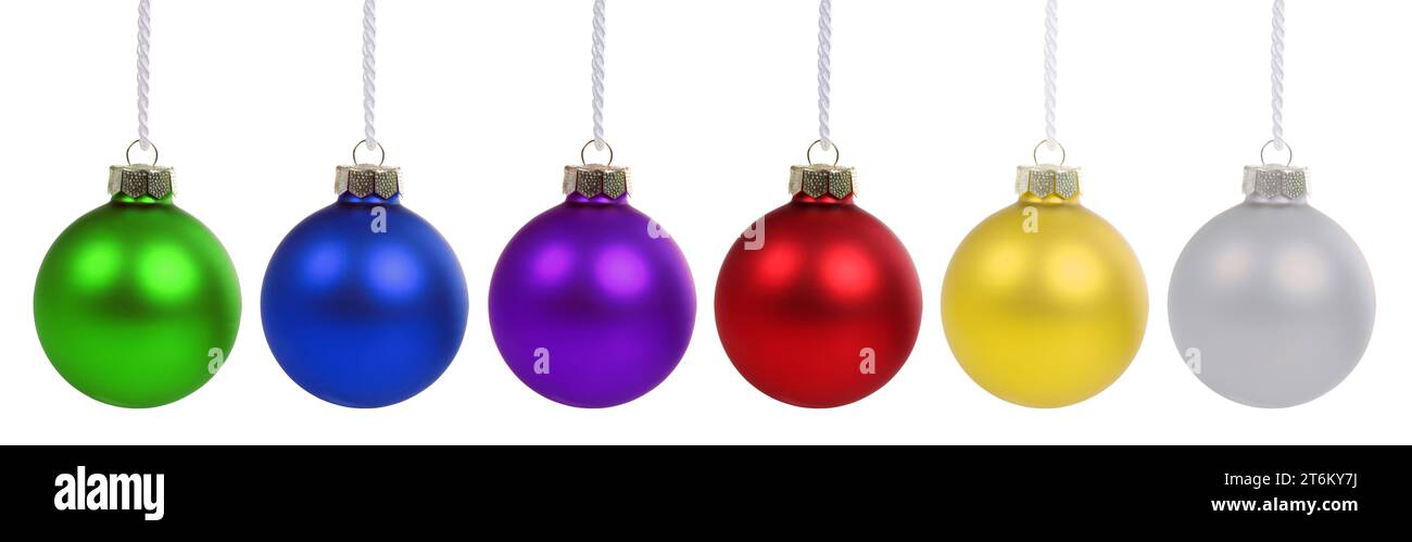 Christmas balls baubles colorful decoration isolated on a white background Stock Photo