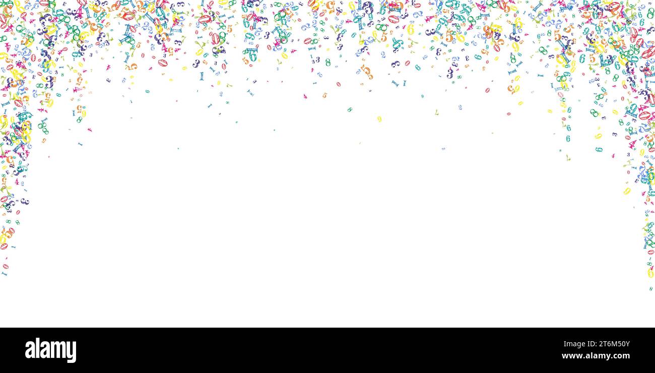 School math notebook cover. Colorful childish numbers floating in the ...