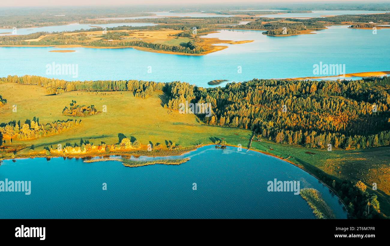 Aerial view tranquil lake forest hi-res stock photography and images ...
