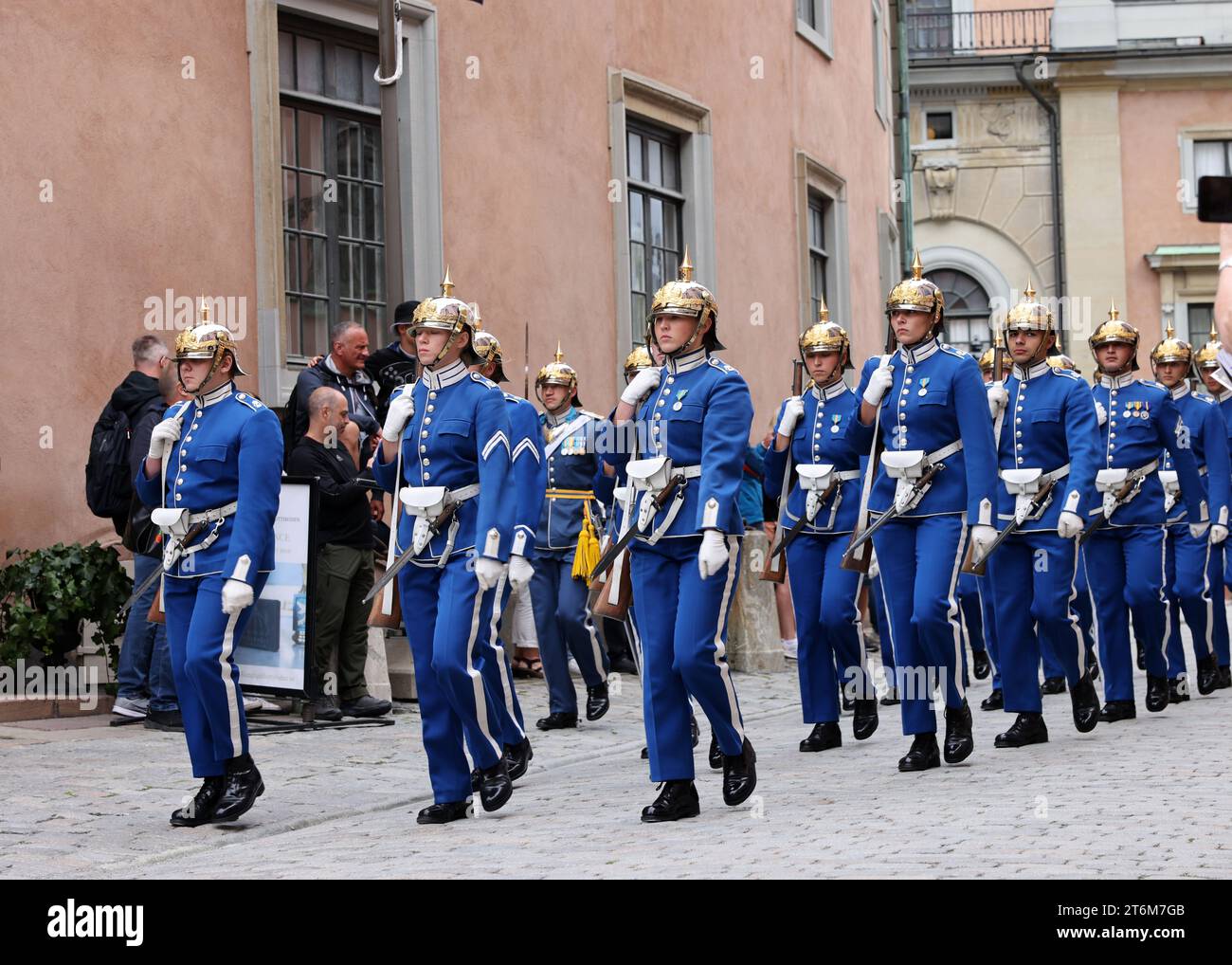 Stockholm, Sweden - June 26, 2023: Changing of the Guard ceremony at the Royal Palace in Stockholm, Sweden Stock Photo