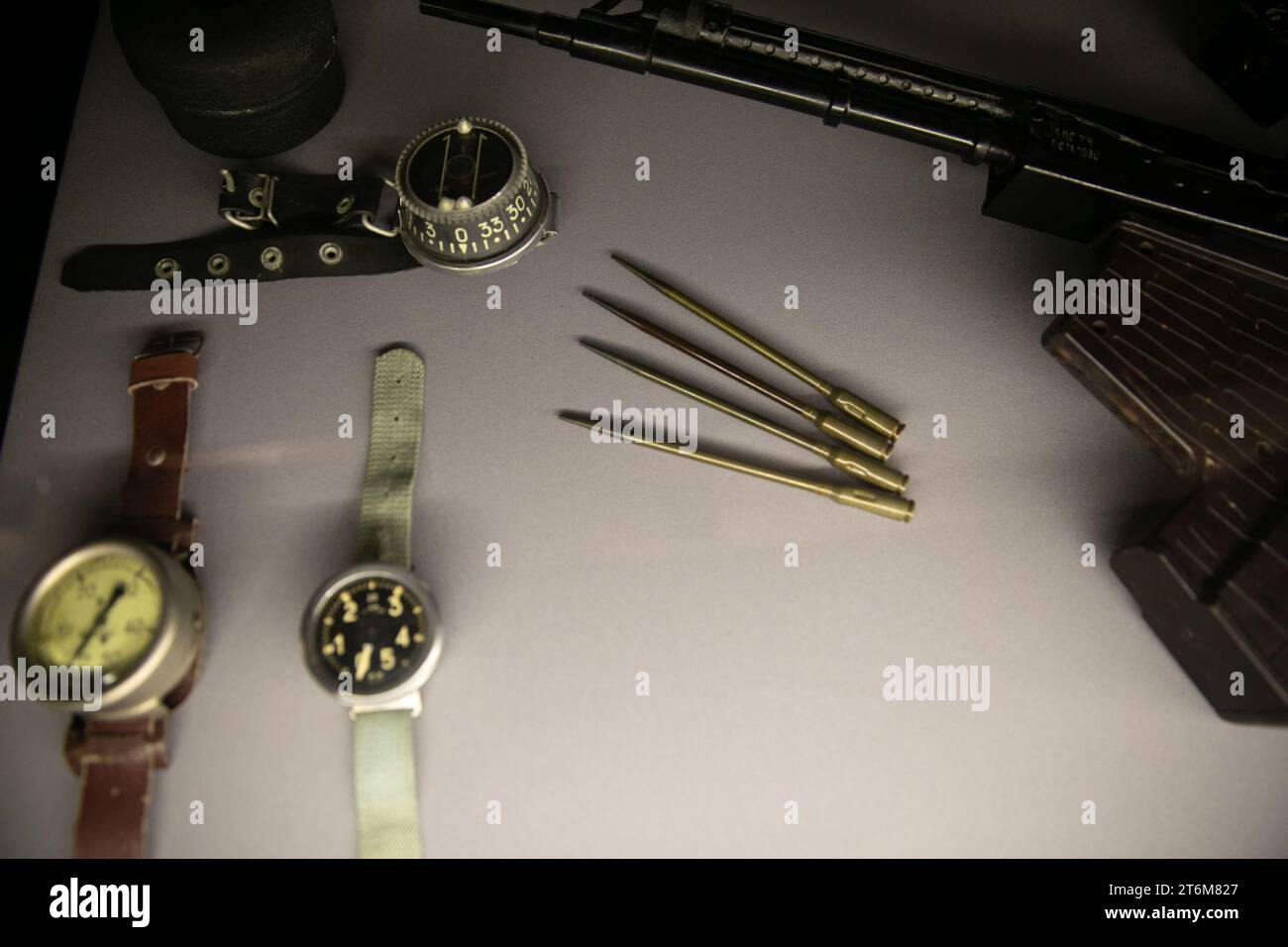 Items different clocks on the table indoors Stock Photo