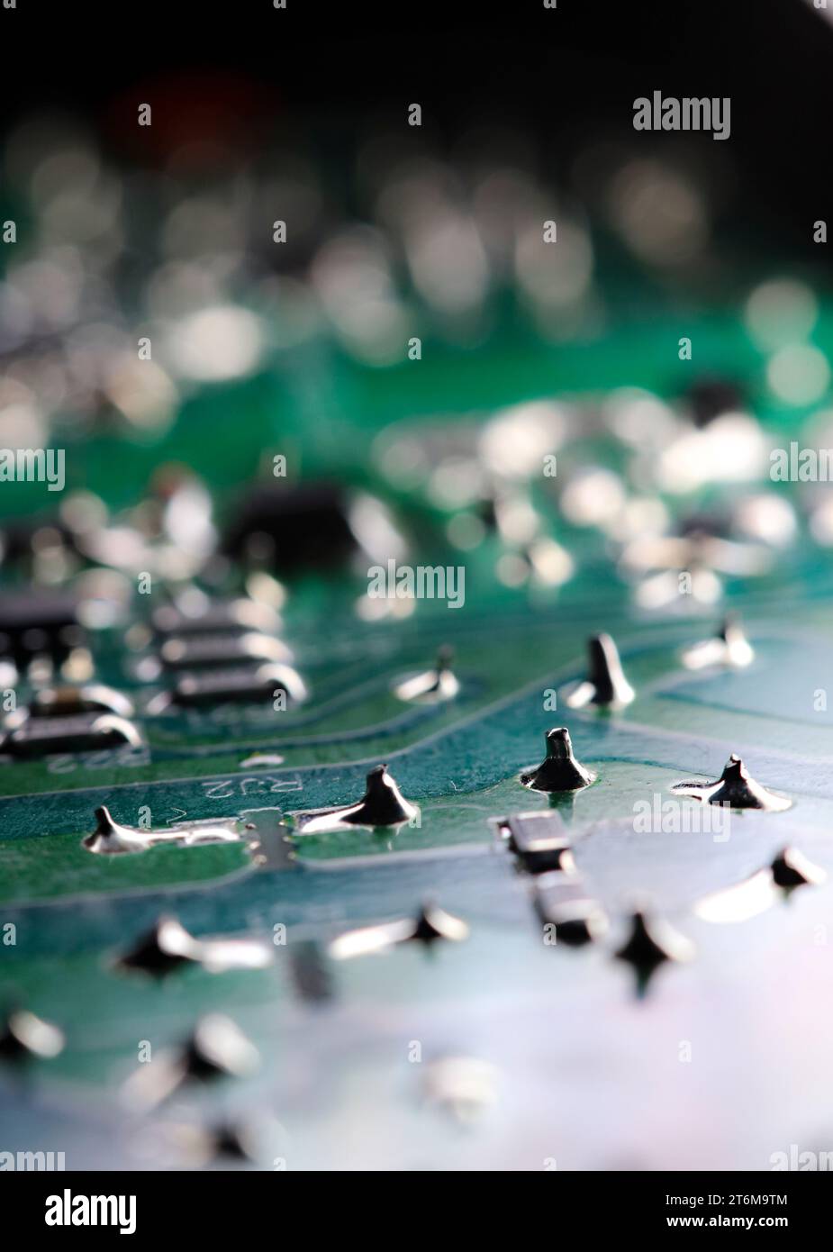 Green electronic circuit board close up. Macrophotograph Stock Photo ...