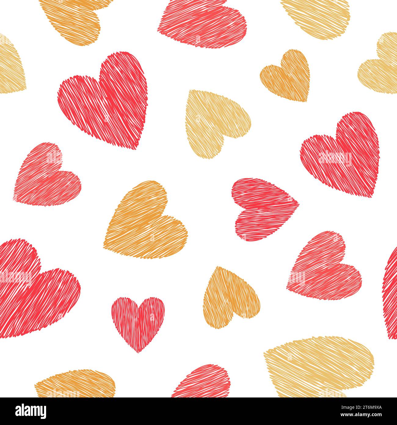 Seamless pattern with doodle hearts. Valentines day design Stock Vector