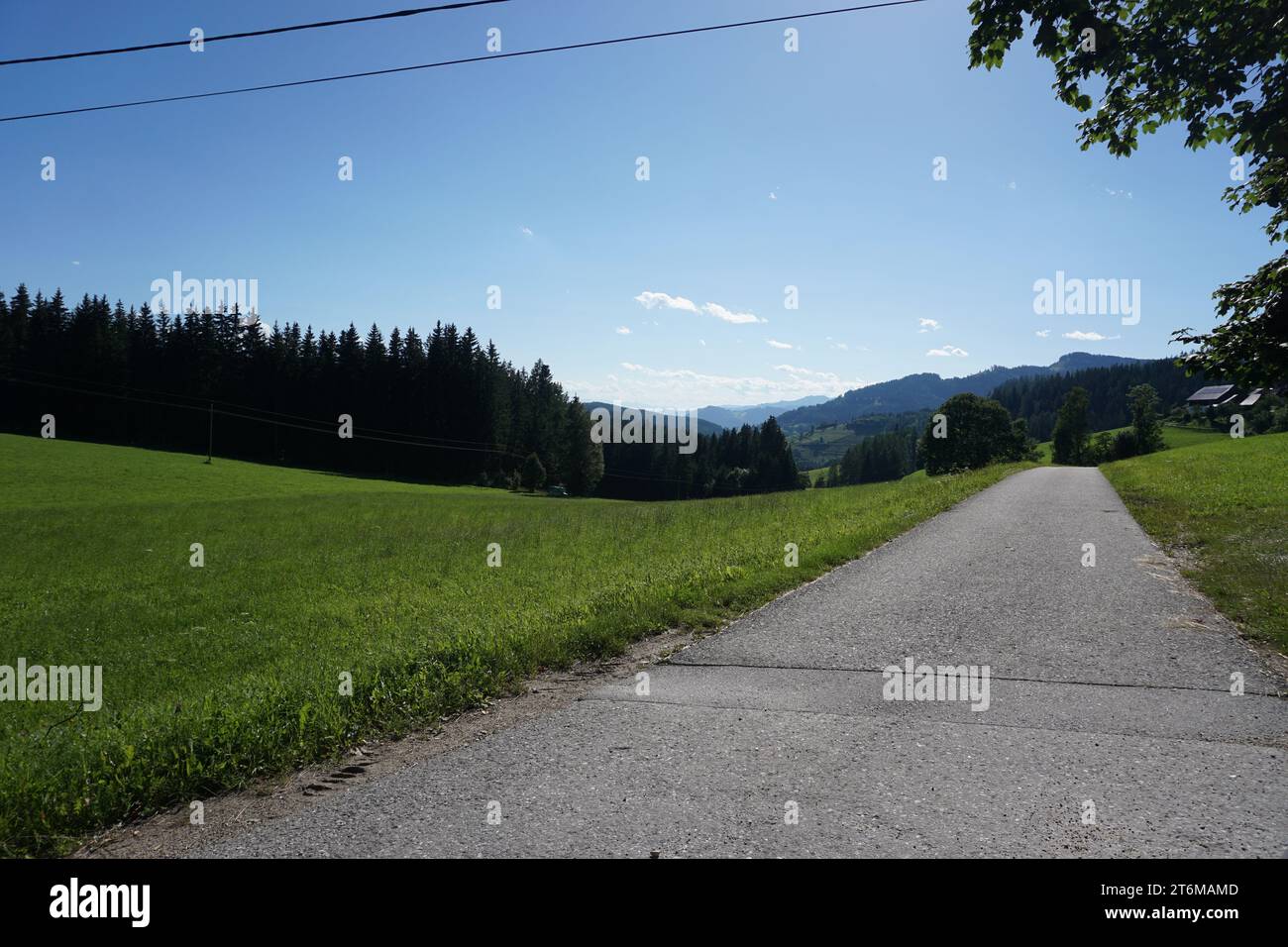 Panorama view with street in Styria Stock Photo
