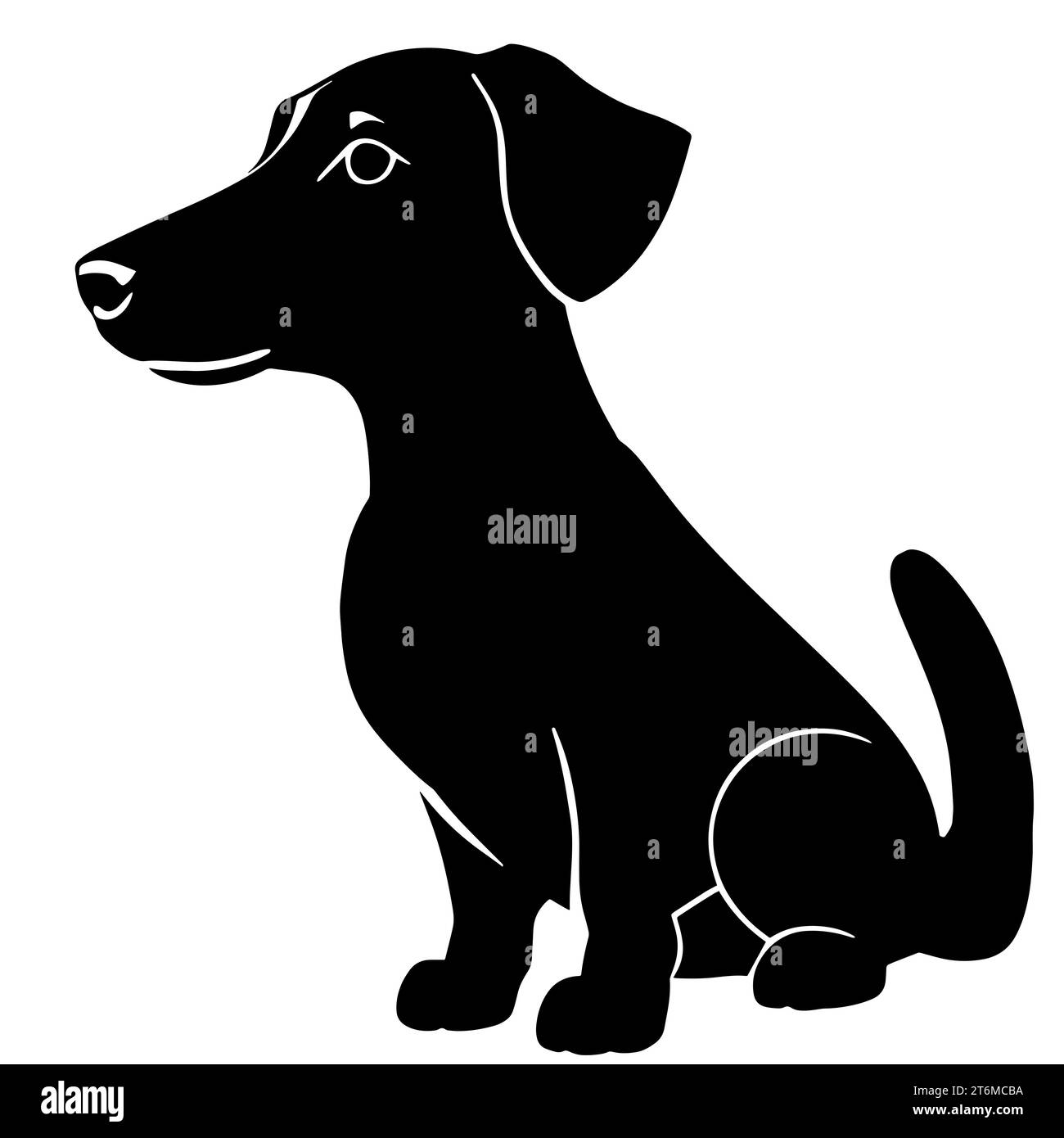 Illustration of a black and white Dachshund, known for its elongated ...