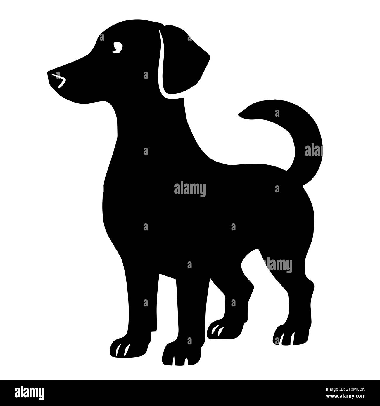 Illustration of a black and white Dachshund, known for its elongated ...