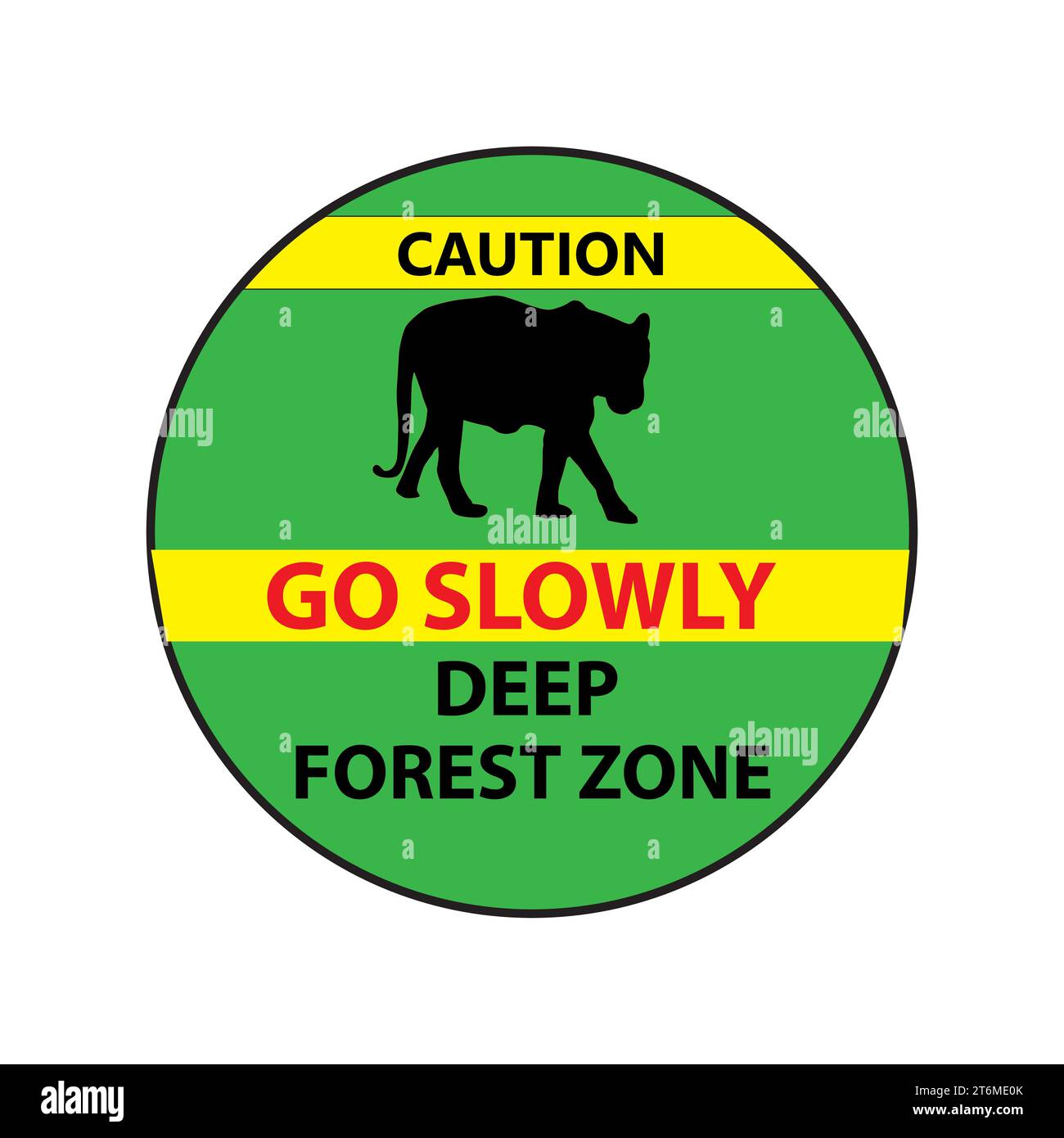 road sign on the highway Drive Slowly. Deep forest zone. Animal crossing sign board. vector illustration Stock Vector