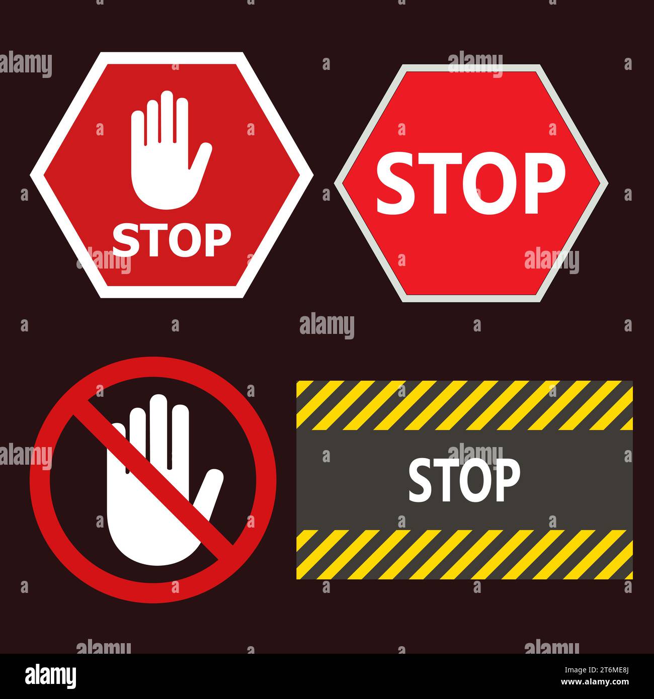 Set the stop red sign icon with a white hand, do not enter. Warning stop sign - stock vector Stock Vector
