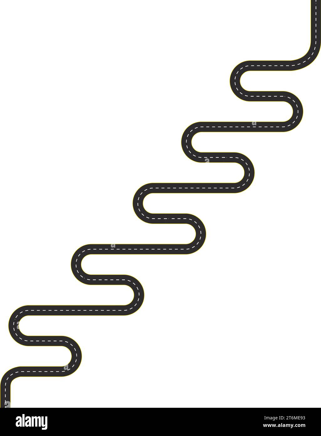 Vector black car road. Road signs. Road to the horizon in perspective