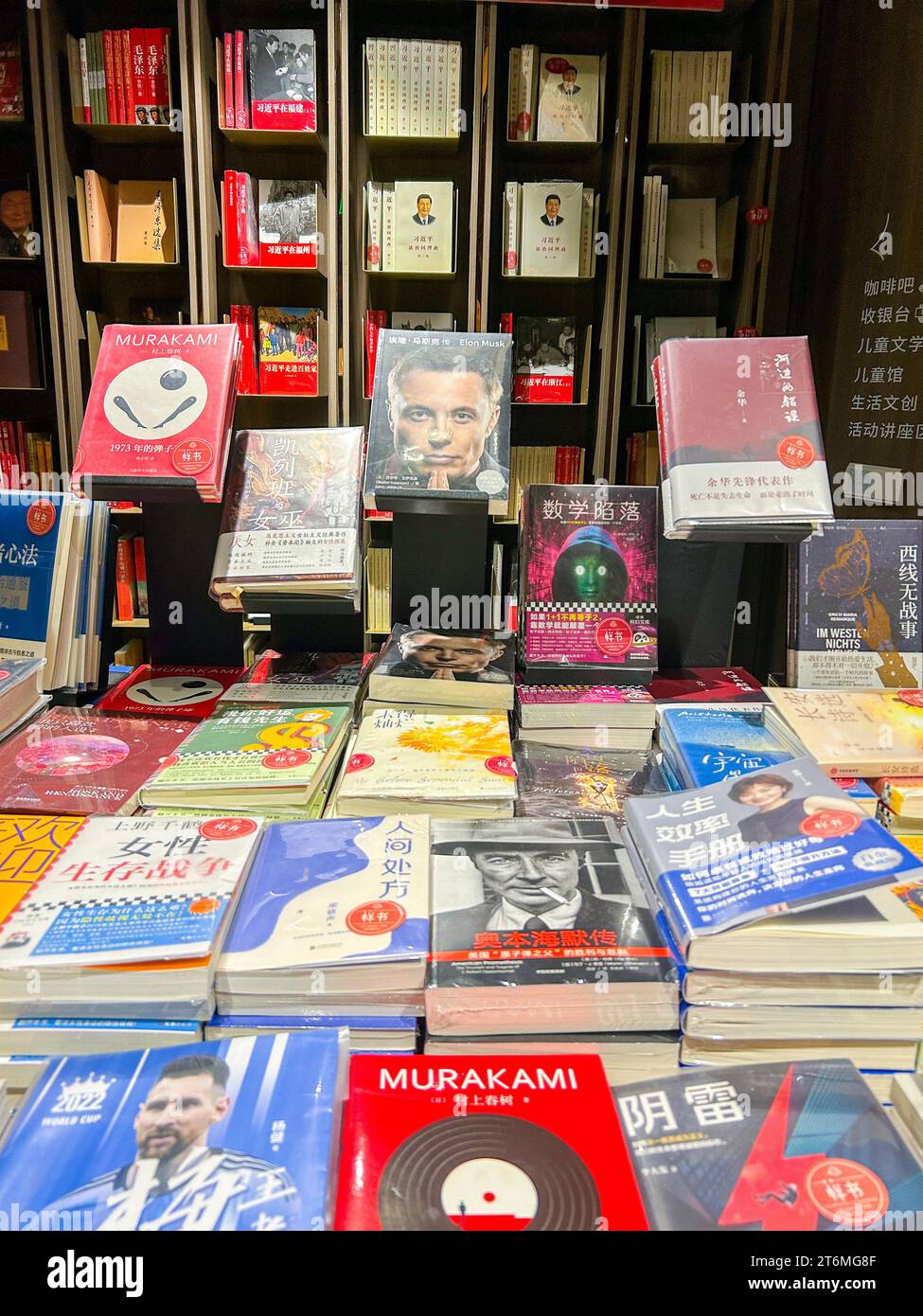 Beijing, China, Detail, Books on Display, French department store “Galeries Lafayette “ Chinese bookstore, president Xi book, shopping asia choices Stock Photo