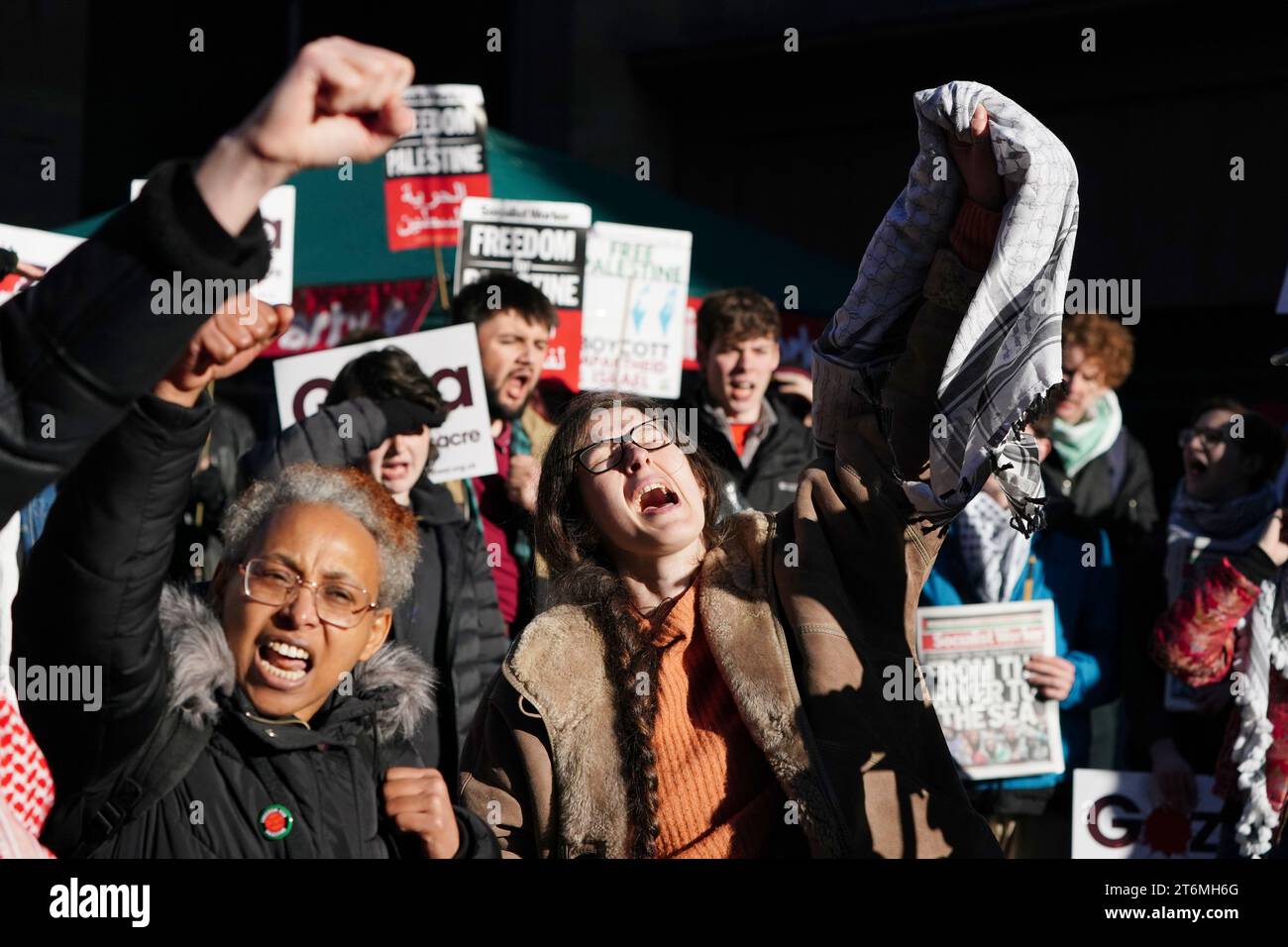 People take part in a Scottish Palestine Solidarity Campaign