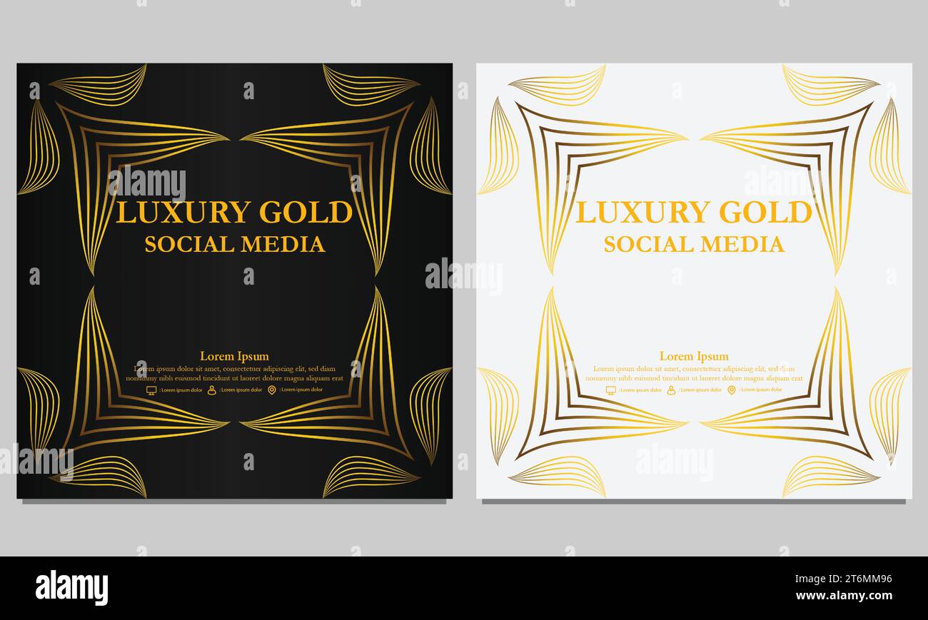 luxury black golden floral social media post template design Stock ...