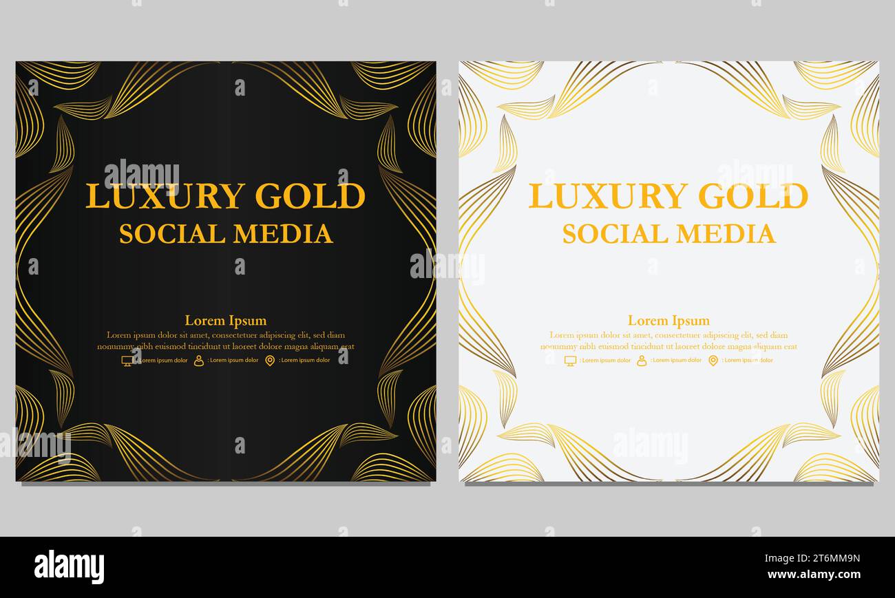 luxury black golden floral social media post template design Stock ...
