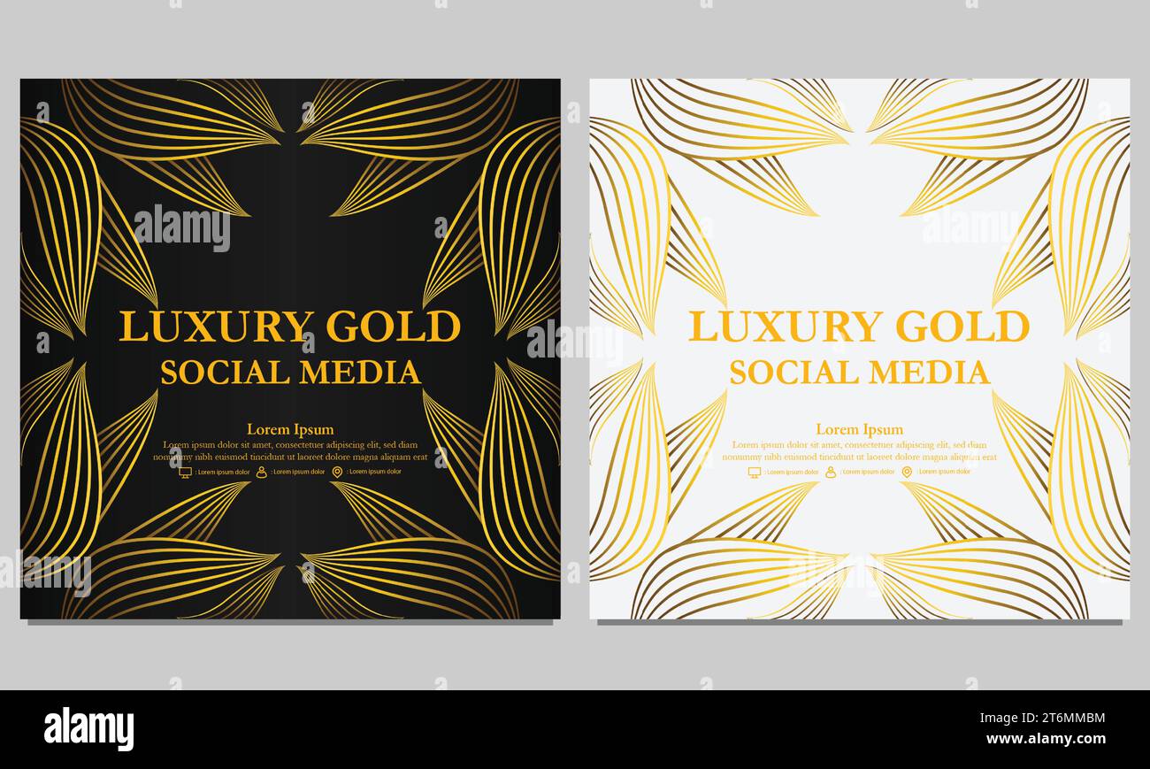 luxury black golden floral social media post template design Stock ...