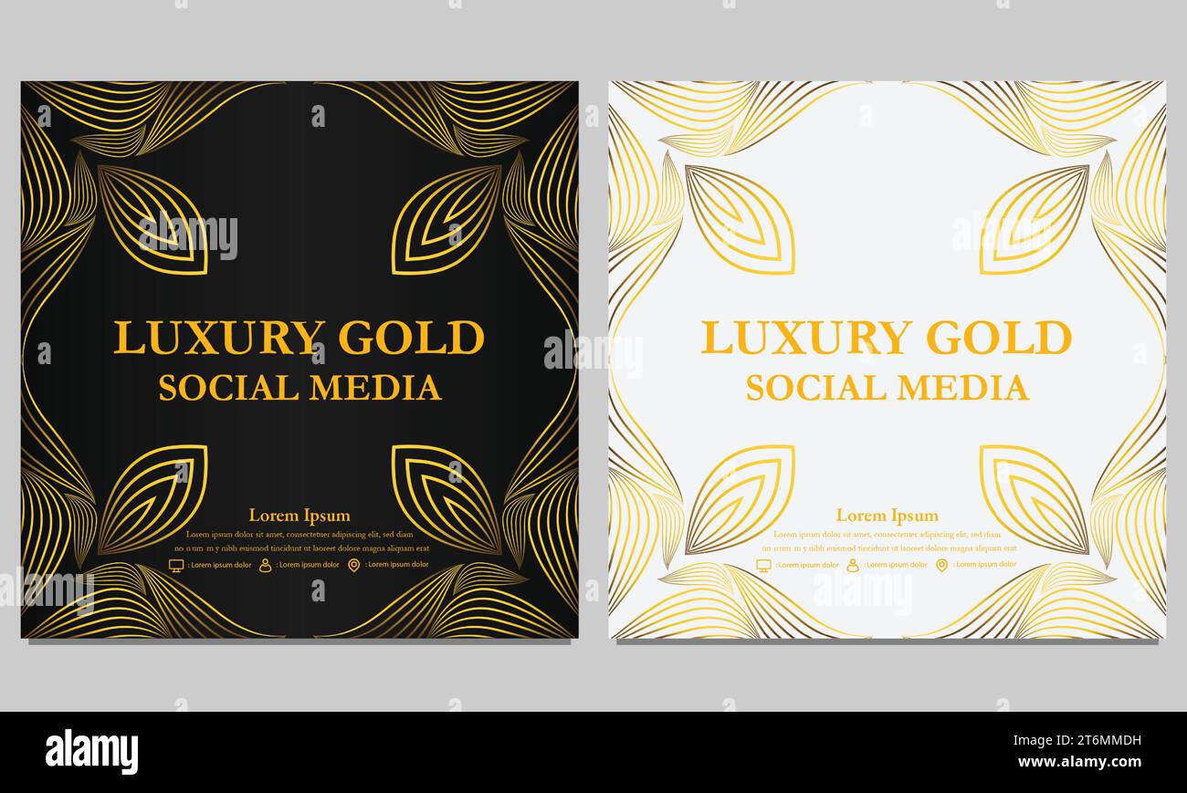 luxury golden floral social media post template design Stock Vector ...