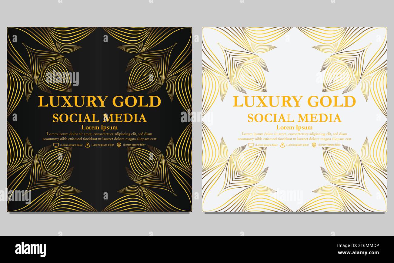 luxury golden floral social media post template design Stock Vector ...