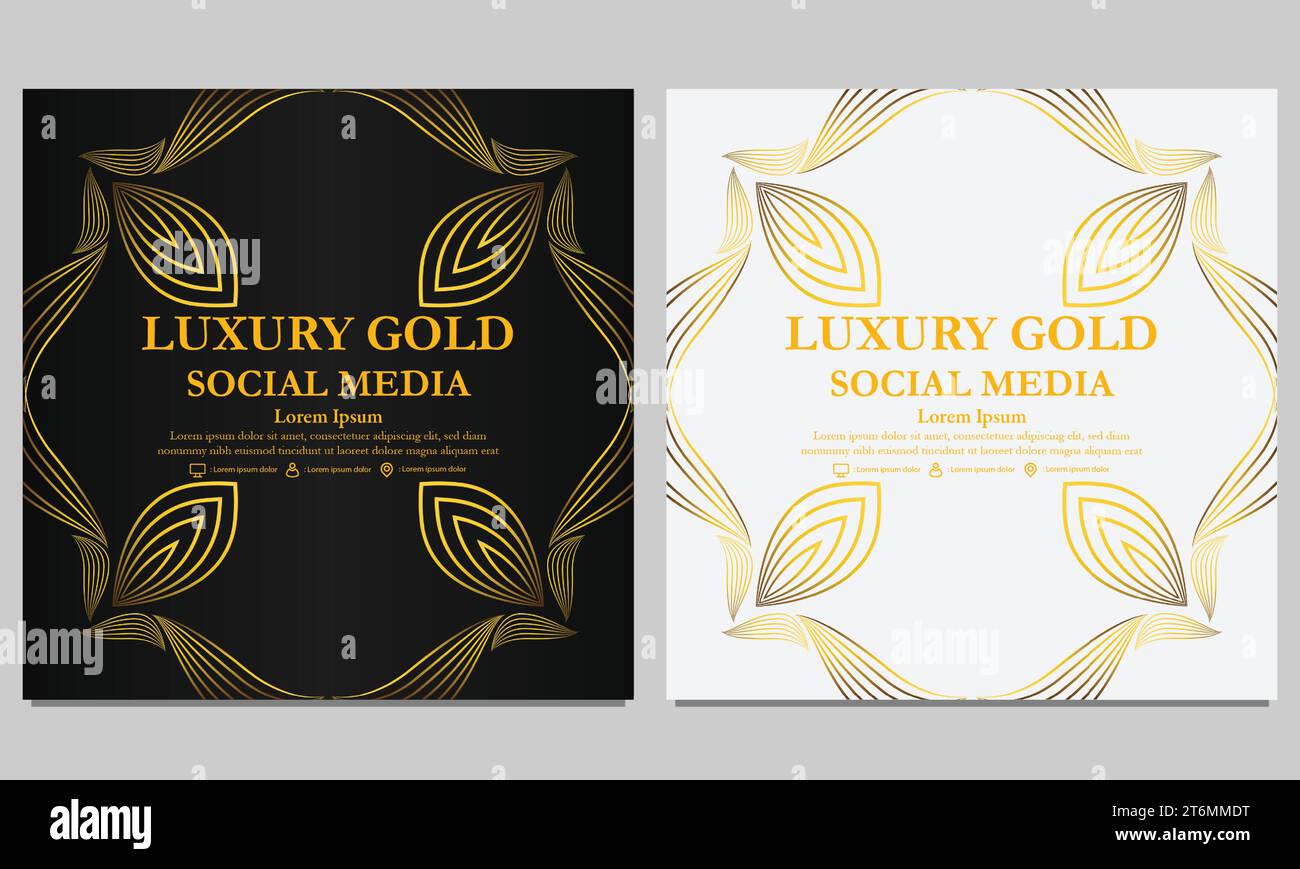 luxury golden floral social media post template design Stock Vector ...