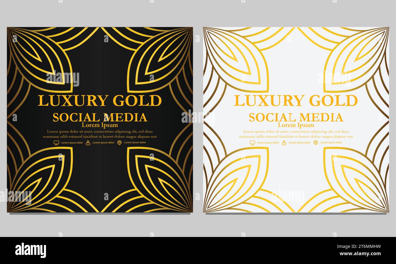 luxury golden floral social media post template design Stock Vector ...