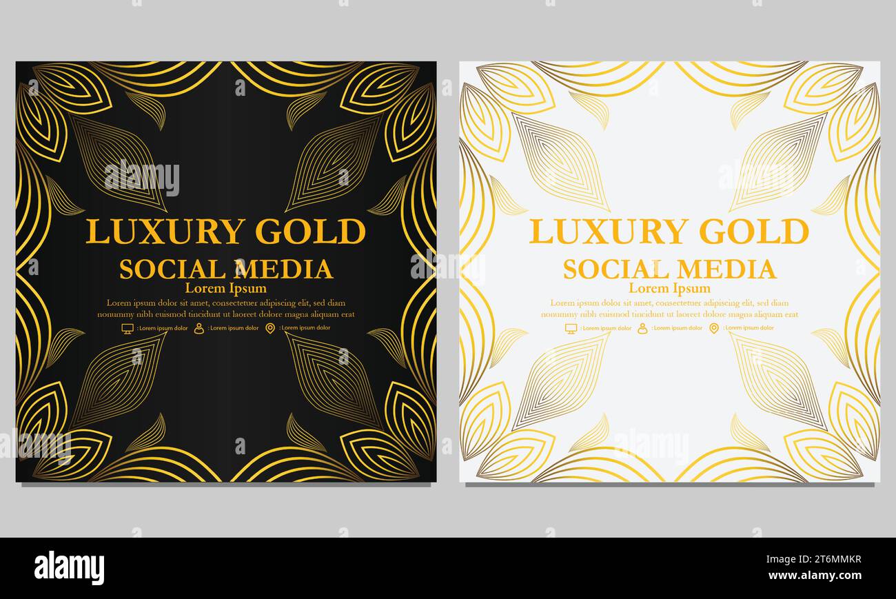 luxury golden floral social media post template design Stock Vector ...