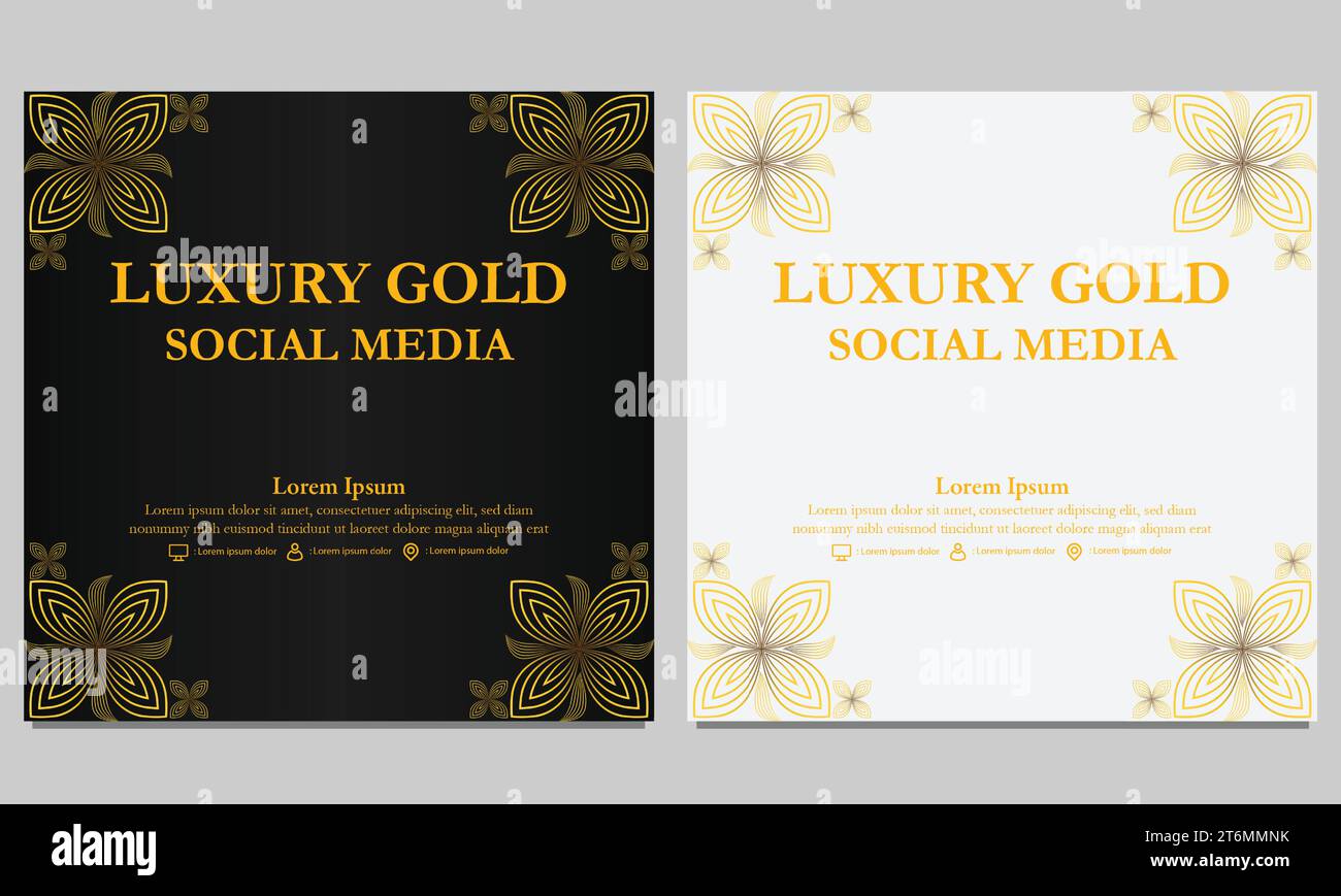 luxury golden floral social media post template design Stock Vector ...