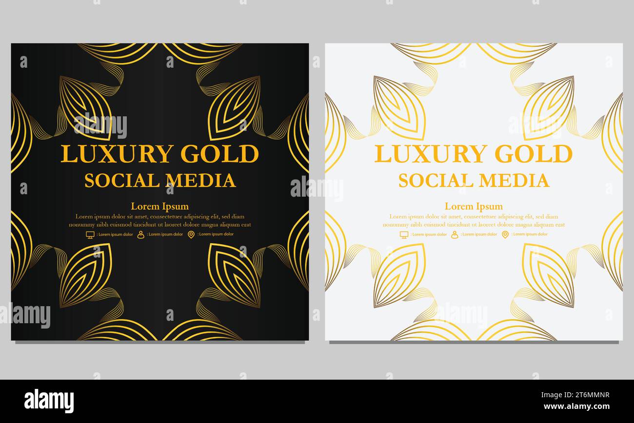 luxury golden floral social media post template design Stock Vector ...