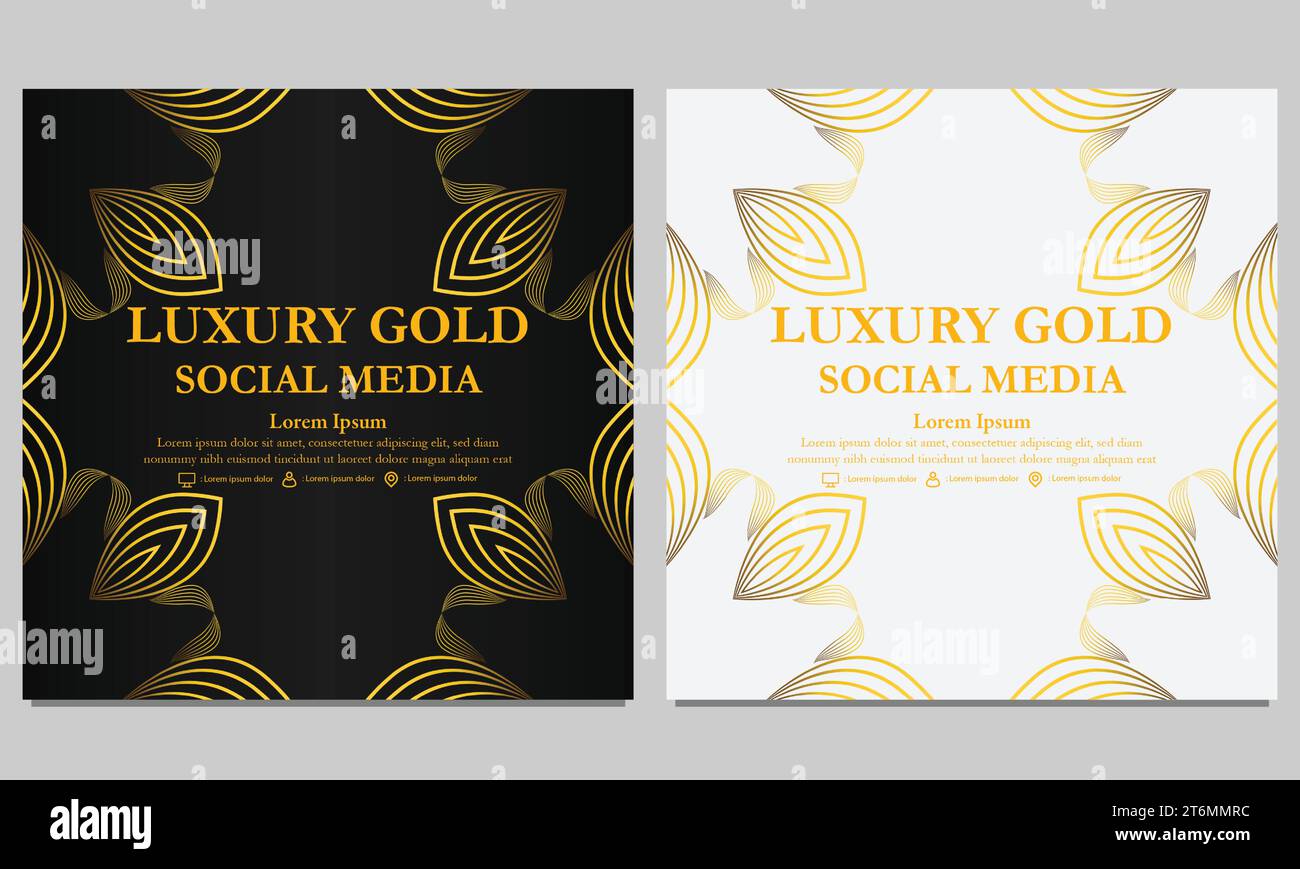 luxury golden floral social media post template design Stock Vector ...
