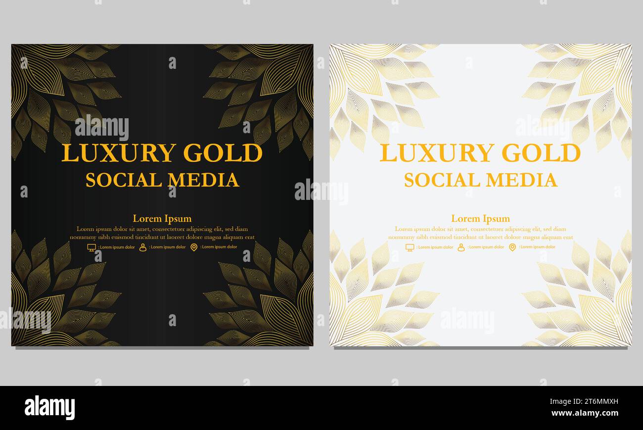 luxury golden floral social media post template design Stock Vector ...