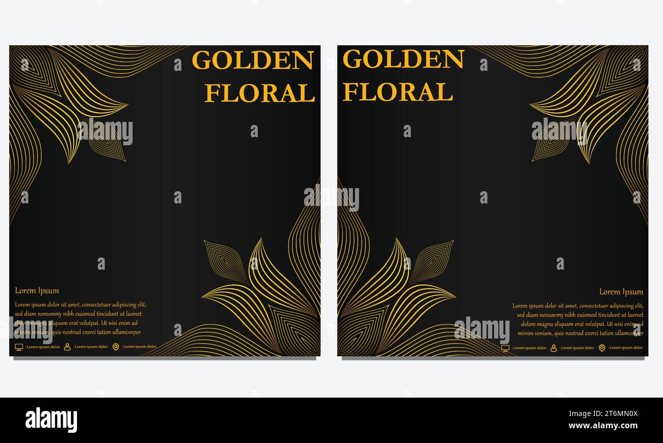 luxury golden floral social media post template design Stock Vector ...
