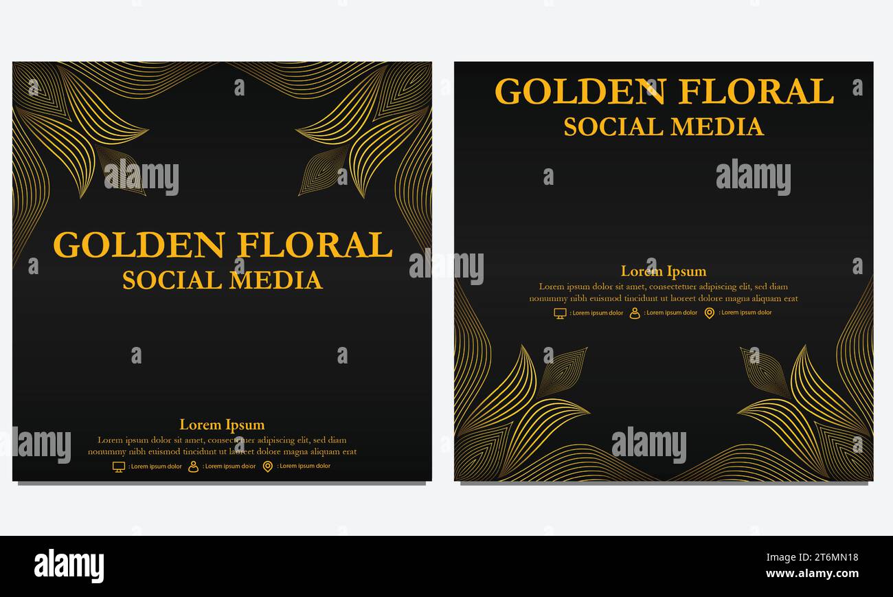 luxury golden floral social media post template design Stock Vector ...
