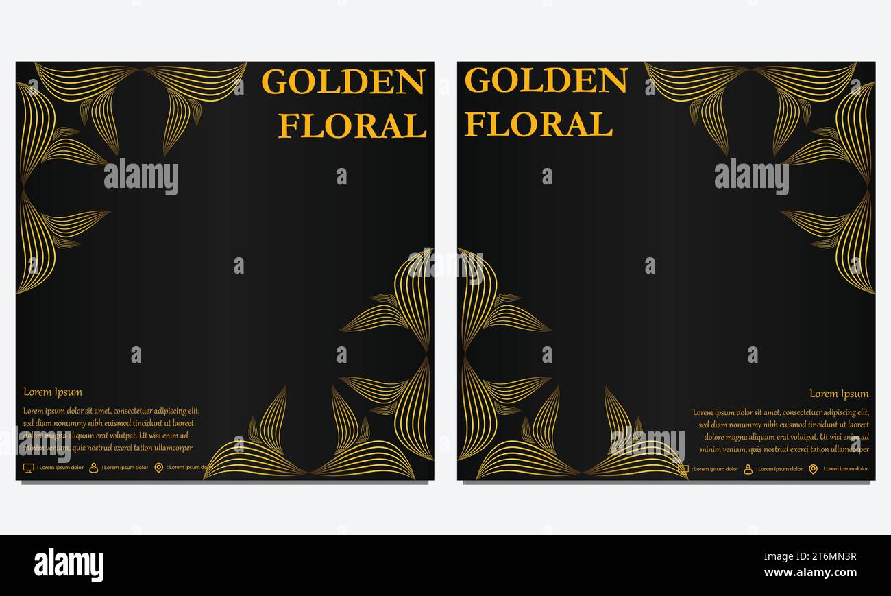 luxury golden floral social media post template design Stock Vector ...