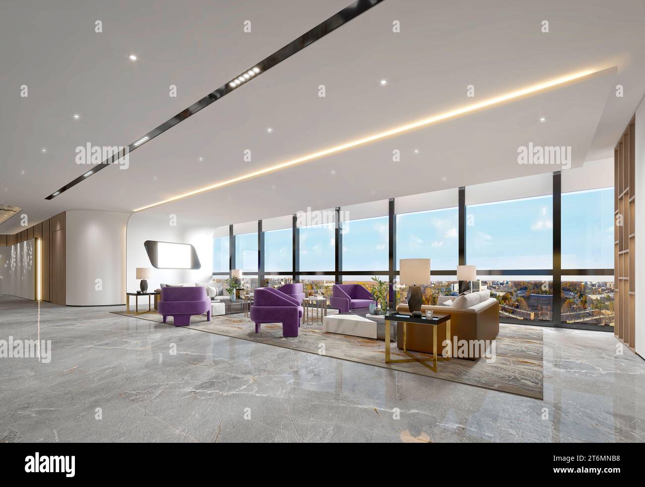 3d render of building interior lobby reception Stock Photo