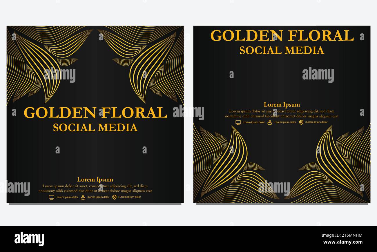 set of luxury gold floral social media post template. suitable for ...
