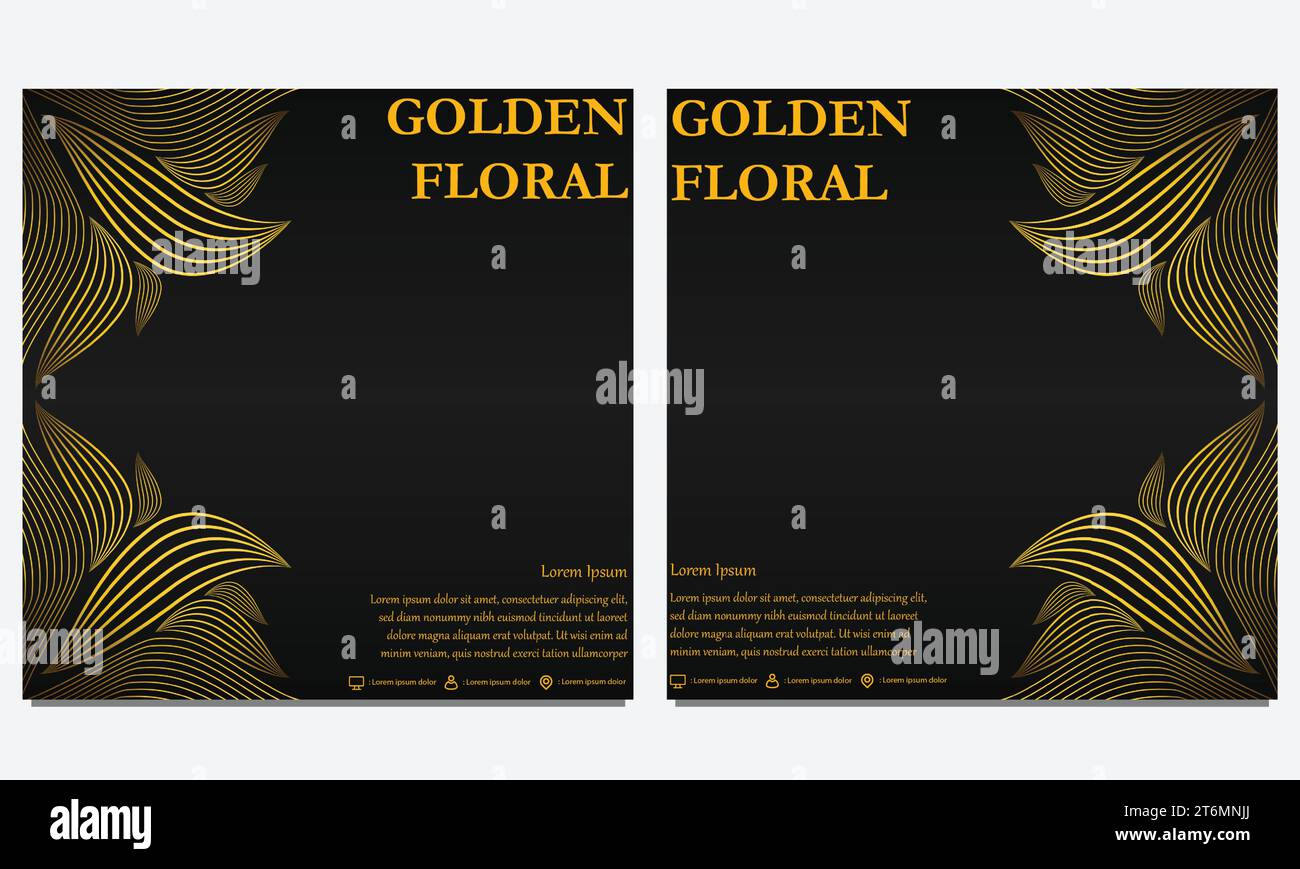 set of luxury gold floral social media post template. suitable for ...