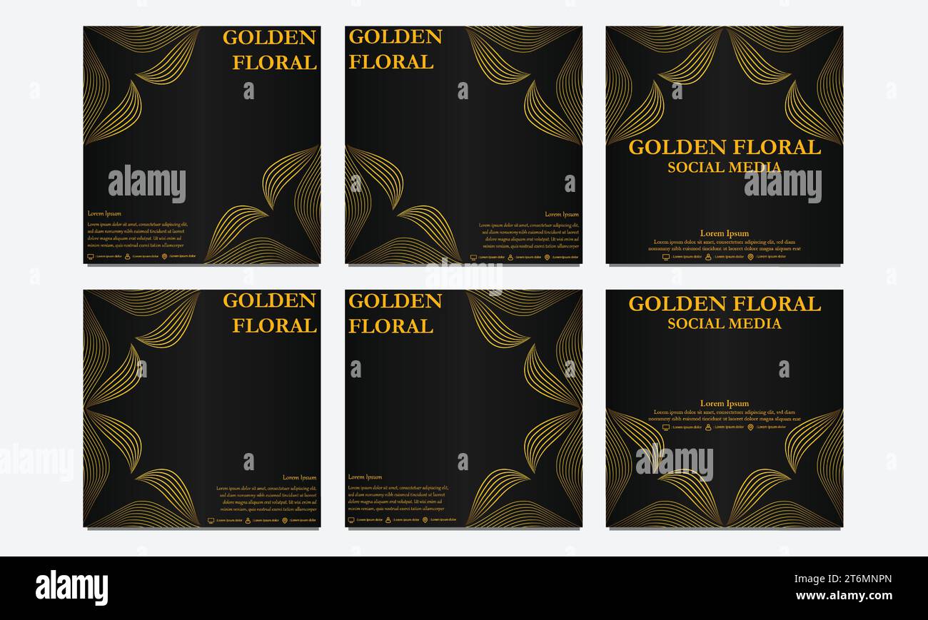 set of luxury gold floral social media post template. suitable for ...