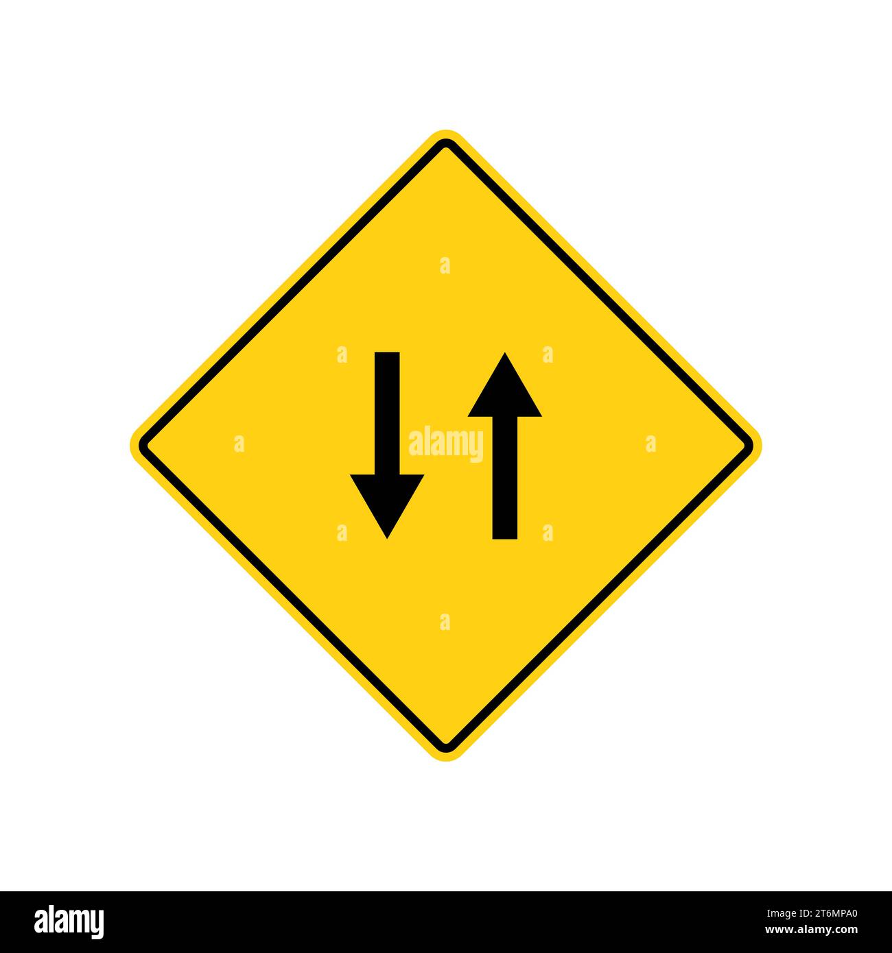 Yellow road sign: up arrow down arrow sign. Common on roads sign. Vector illustration on white background. Stock Vector
