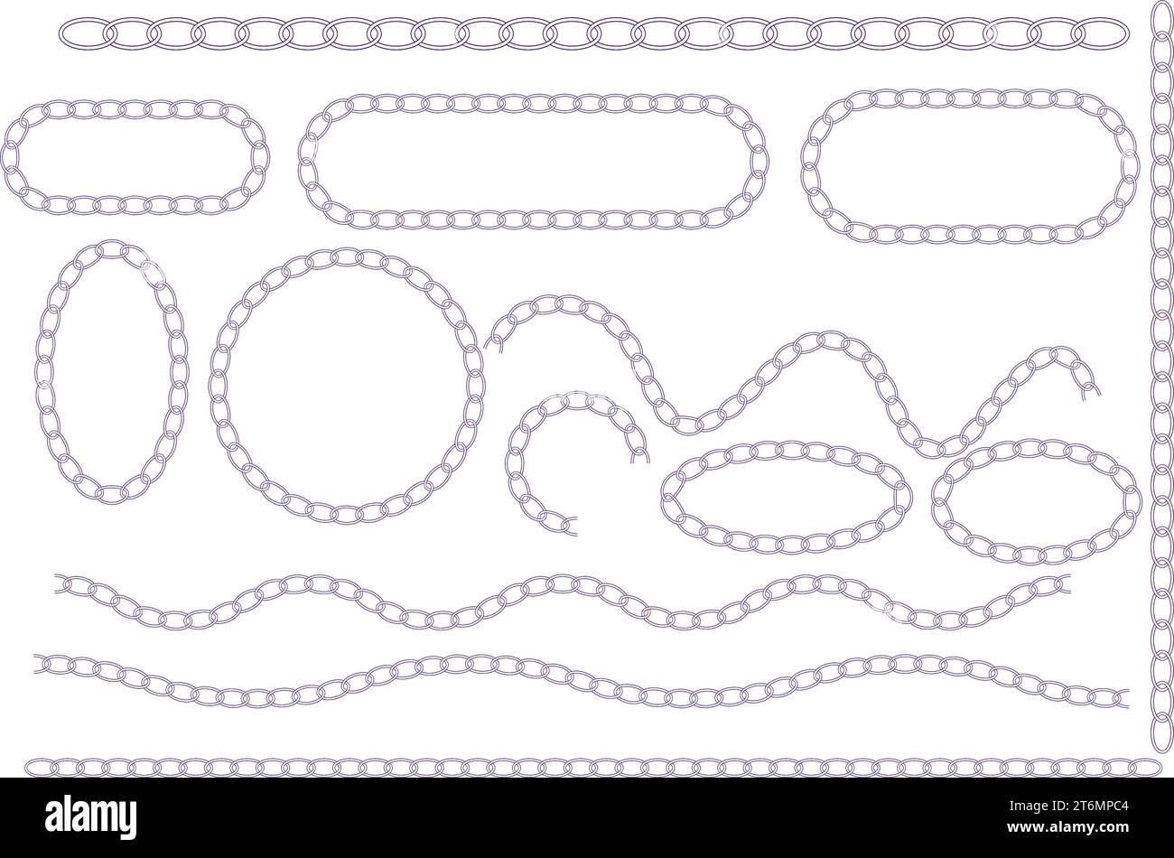 Set of chain pattern. vector chain link circle and oval, chin pattern